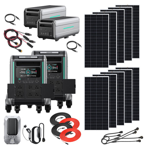 Zendure SuperBase V4600 7200W 120/240V Portable Power Station Kit | 18.4kWh Lithium Battery Bank| 8 x 200 Watts Rigid Solar Panels - Topture
