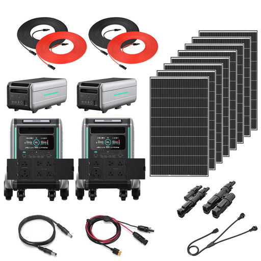 Zendure SuperBase V4600 7,200W 120/240V Portable Power Station Kit | 25.6kWh Total Lithium Battery Bank | 8 x 200 Watts Rigid Solar Panels - Topture