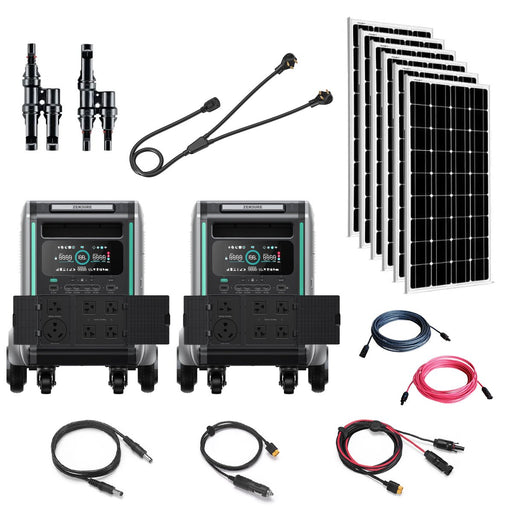 Zendure SuperBase V4600 7,200W 120/240V Portable Power Station Kit | 9.2kWh Total Lithium Battery Bank | 6 x 200W 12V Mono Solar Panels - Topture