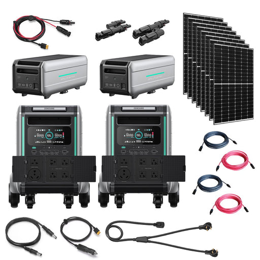 Zendure SuperBase V4600 7,200W 120V/240V Portable Power Station Kit | 18.4kWh Lithium Battery Bank | 8 x 335W Solar Panels (2,680W) - Topture