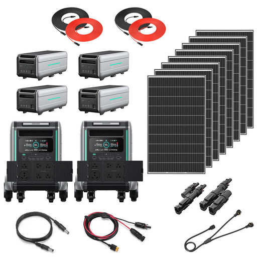 Zendure SuperBase V6400 38.6kWh 120/240V Portable Power Station Kit | 2 x 3,600W Power Station | | 8 x 335W Rigid Mono Solar Panels | 4 x 4608Wh Batteries - Topture