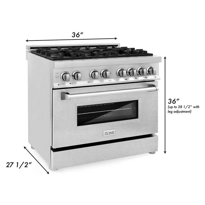 ZLINE 36" 4.6 cu. ft. Dual Fuel Range with Gas Stove and Electric Oven in Fingerprint Resistant Stainless Steel (RA-SN-36) - Topture