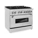 ZLINE 36" 4.6 cu. ft. Dual Fuel Range with Gas Stove and Electric Oven in Fingerprint Resistant Stainless Steel (RA-SN-36) - Topture