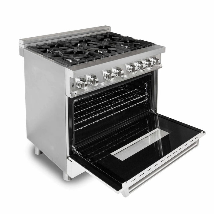 ZLINE 36" 4.6 cu. ft. Dual Fuel Range with Gas Stove and Electric Oven in Stainless Steel and White Matte Door (RA-WM-36) - Topture