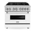 ZLINE 36" 4.6 cu. ft. Dual Fuel Range with Gas Stove and Electric Oven in Stainless Steel and White Matte Door (RA-WM-36) - Topture