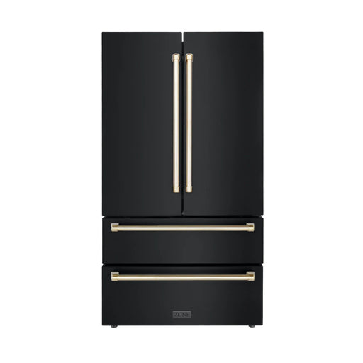 ZLINE 36'' Autograph Edition Freestanding French Door Refrigerator in Black Stainless Steel - Topture