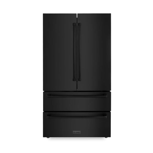 ZLINE 36'' French Door Refrigerator in Black Stainless Steel - Topture