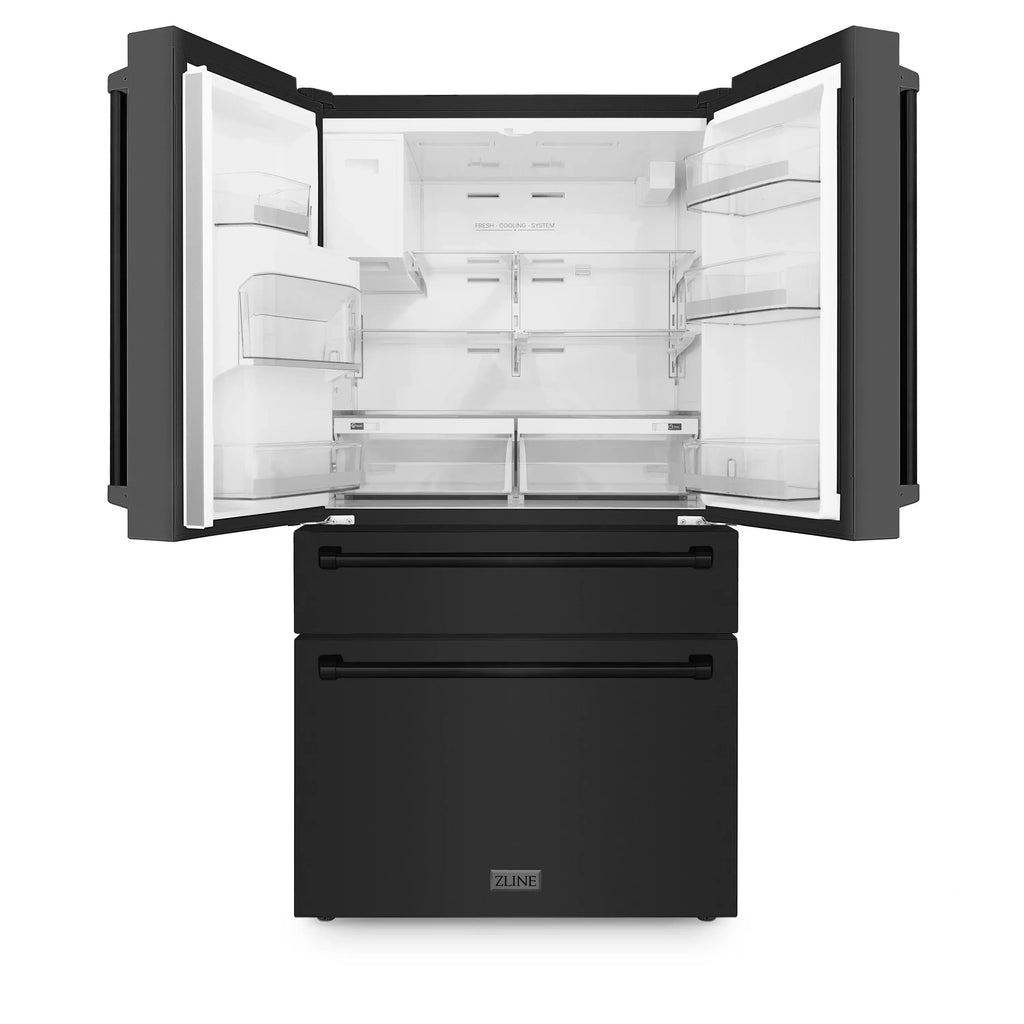 ZLINE 36'' French Door Refrigerator in Black Stainless Steel - Topture