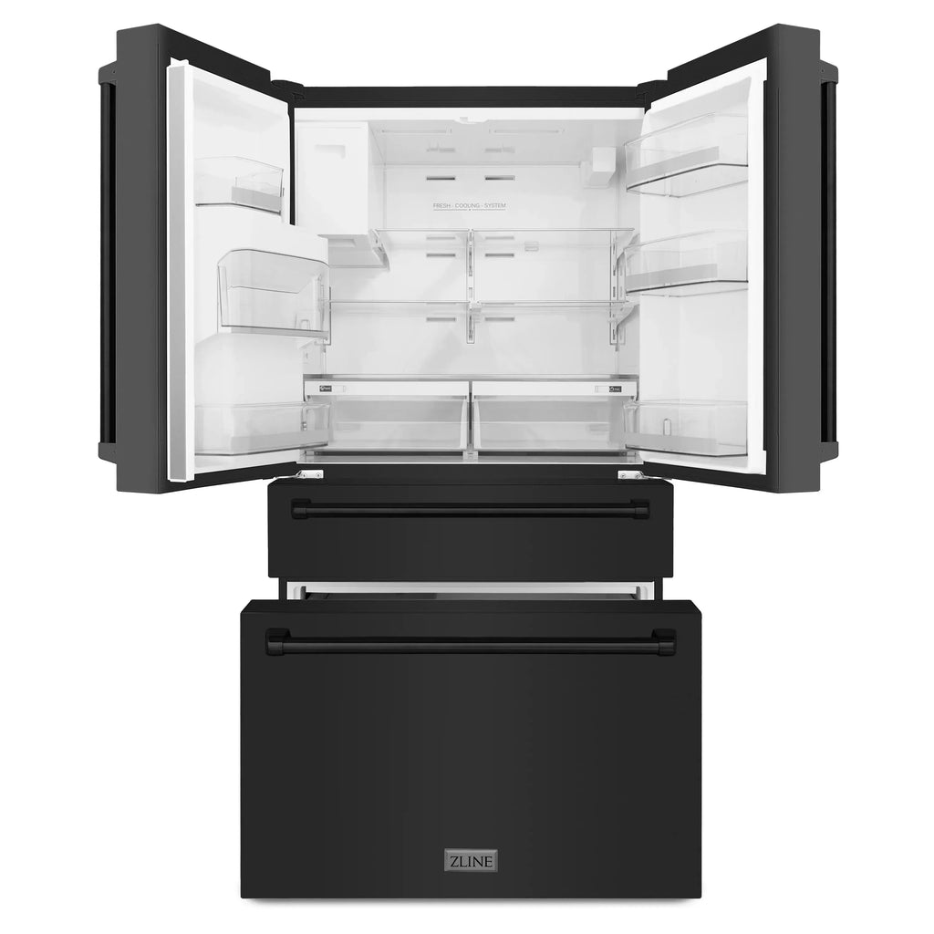 ZLINE 36'' French Door Refrigerator in Black Stainless Steel - Topture