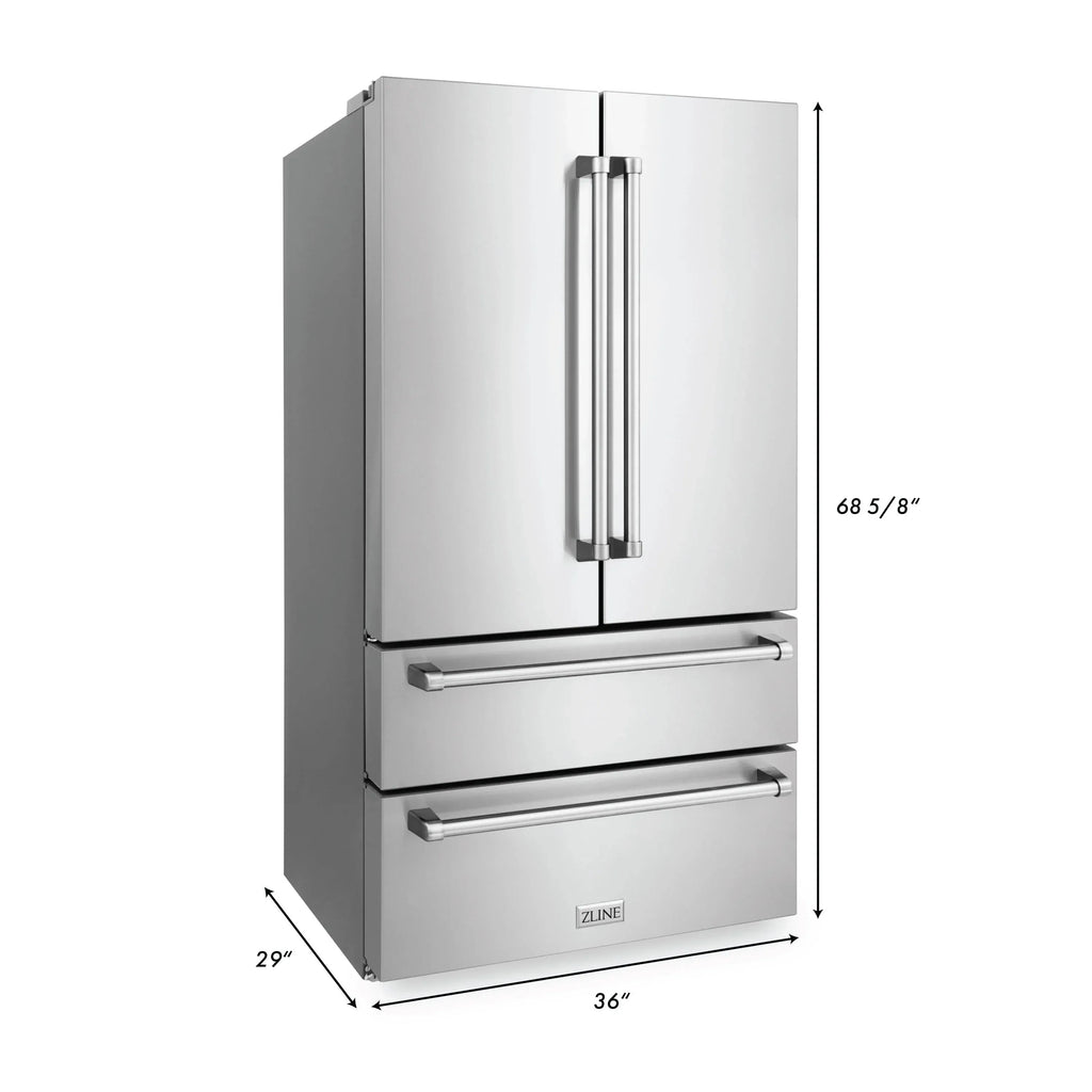 ZLINE 36'' French Door Refrigerator in Stainless Steel - Topture