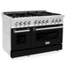 ZLINE 48" 6.0 cu. ft. Dual Fuel Range with Gas Stove and Electric Oven in Stainless Steel and Black Matte Door (RA-BLM-48) - Topture