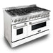 ZLINE 48" 6.0 cu. ft. Dual Fuel Range with Gas Stove and Electric Oven in Stainless Steel and White Matte Door (RA-WM-48) - Topture