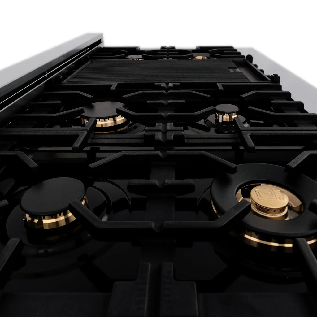 ZLINE 48" 6.0 cu. ft. Dual Fuel Range with Gas Stove and Electric Oven in Stainless Steel with Brass Burners (RA-BR-48) - Topture