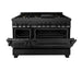 ZLINE 48" Black Stainless 6.0 cu.ft. 7 Gas Burner/Electric Oven Range with Brass Burners (RAB-BR-48) - Topture