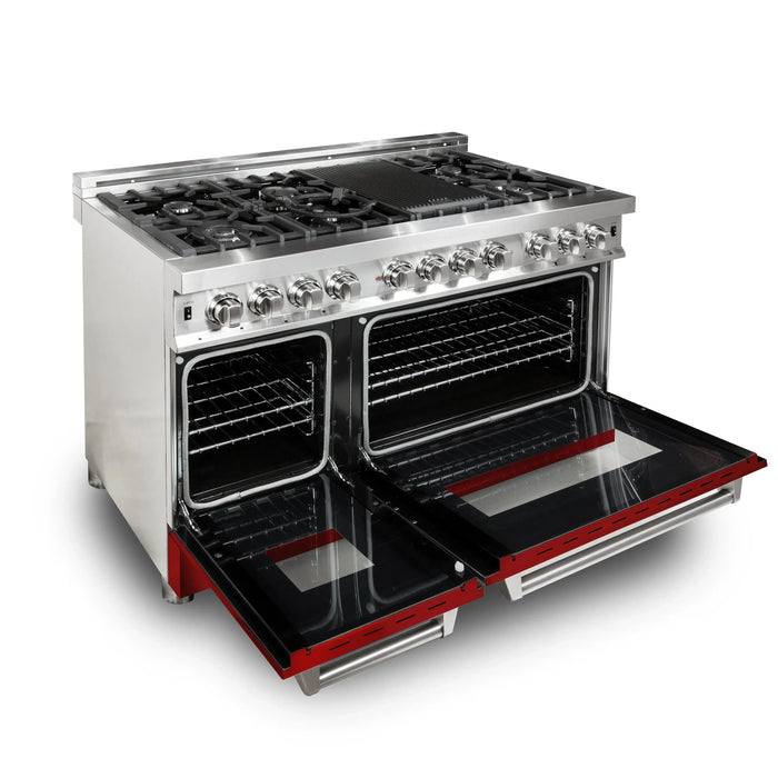 ZLINE 48" Professional Dual Fuel Range in Stainless Steel with Color Door Options (RA48) - Topture