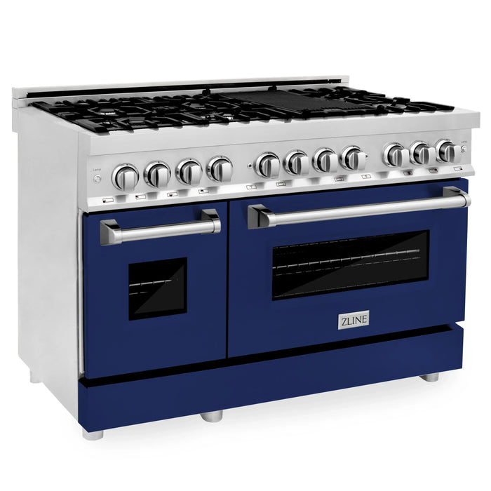 ZLINE 48" Professional Dual Fuel Range in Stainless Steel with Color Door Options (RA48) - Topture