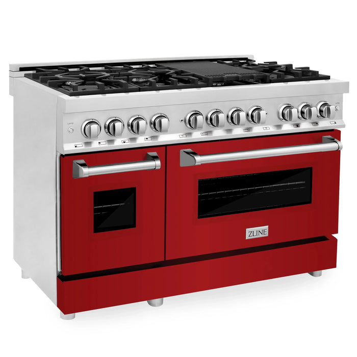 ZLINE 48" Professional Dual Fuel Range in Stainless Steel with Color Door Options (RA48) - Topture