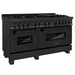ZLINE 60" 7.4 cu. ft. Dual Fuel Range with Gas Stove and Electric Oven in Black Stainless Steel with Brass Burners (RAB-60) - Topture