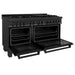 ZLINE 60" 7.4 cu. ft. Dual Fuel Range with Gas Stove and Electric Oven in Black Stainless Steel with Brass Burners (RAB-60) - Topture