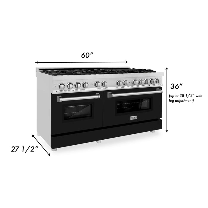 ZLINE 60" 7.4 cu. ft. Dual Fuel Range with Gas Stove and Electric Oven in Stainless Steel - Topture