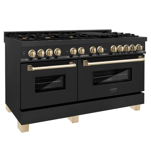 ZLINE 60'' Autograph Edition Dual Fuel Range in Black Stainless Steel - Topture