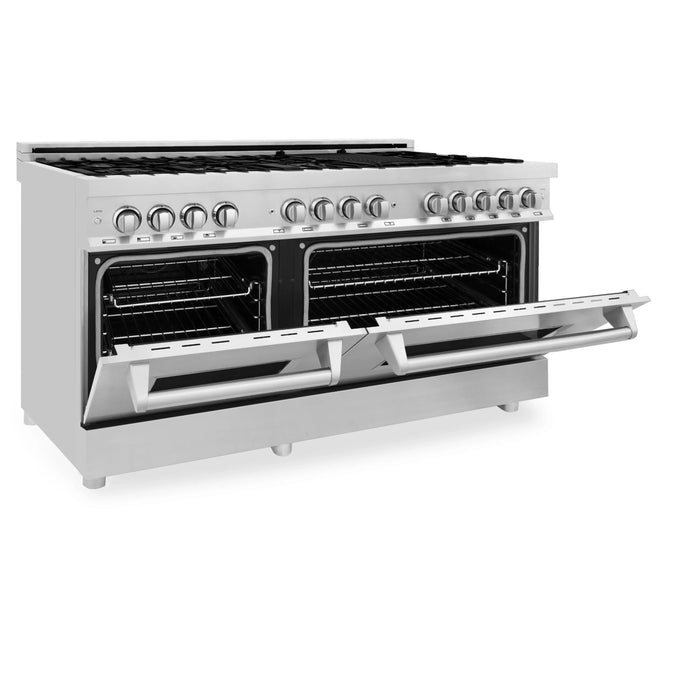 ZLINE 60'' Dual Fuel Range in Stainless Steel with Brass Burner Kit - Topture