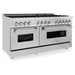 ZLINE 60'' Dual Fuel Range in Stainless Steel with Brass Burner Kit - Topture