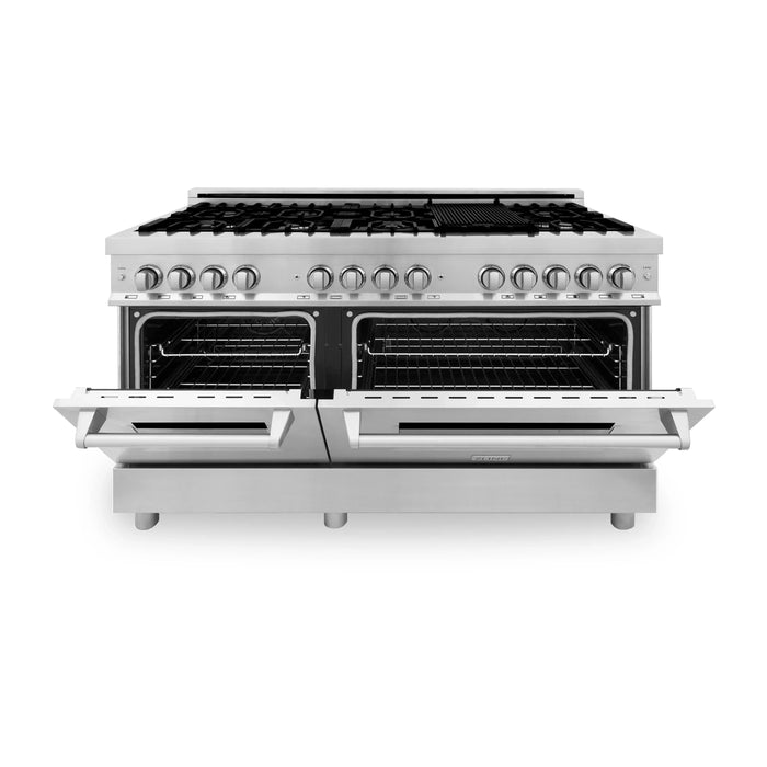 ZLINE 60'' Dual Fuel Range in Stainless Steel with Brass Burner Kit - Topture