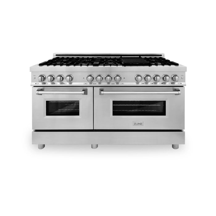 ZLINE 60'' Dual Fuel Range in Stainless Steel with Brass Burner Kit - Topture