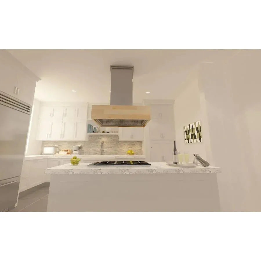 ZLINE 681iM Designer Series Wooden Island Mount Range Hood - Topture