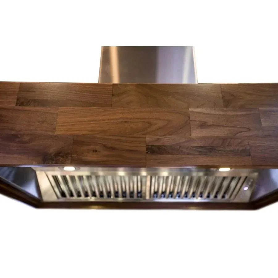 ZLINE 681iW Remote Blower Designer Series Wooden Island Mount Range Hood - Topture
