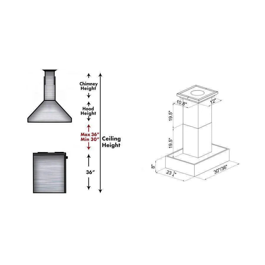 ZLINE 681iW Remote Blower Designer Series Wooden Island Mount Range Hood - Topture