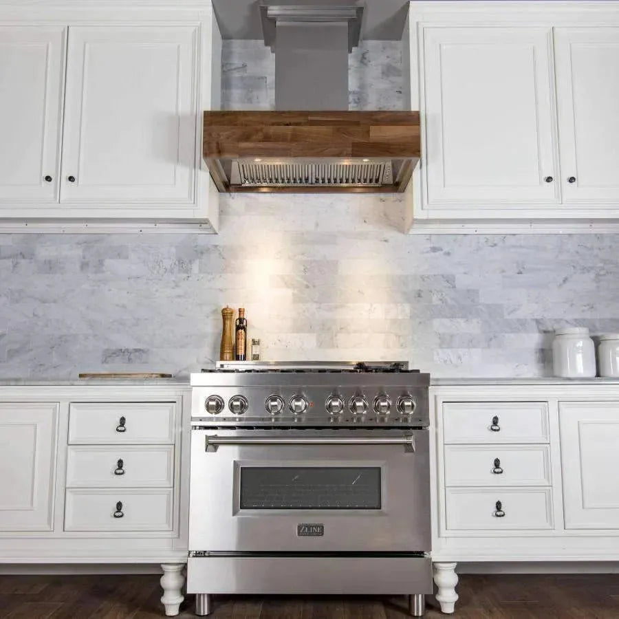 ZLINE 681iW Remote Blower Designer Series Wooden Island Mount Range Hood - Topture