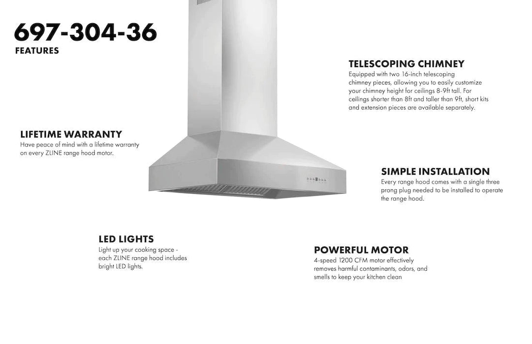 ZLINE 697-304 Wall Range Hood (Outdoor) - Topture