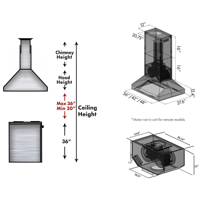 ZLINE 697i -RD Remote Blower Island Mount Range Hood - Topture