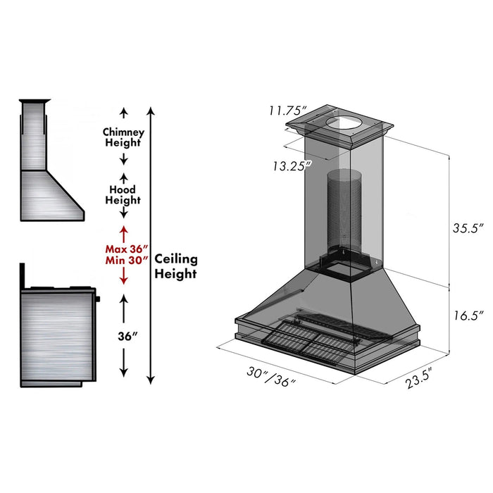 ZLINE 8656S Designer Series Wall Mount Range Hood in Durasnow Stainless Steel - Topture