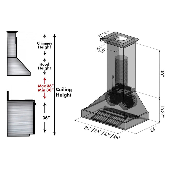 ZLINE 8667C Designer Series Wall Mount Range Hood - Topture