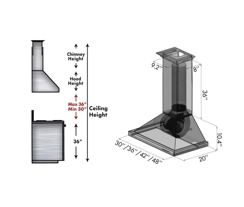 ZLINE 8KBB Designer Series Wall Mount Range Hood - Topture