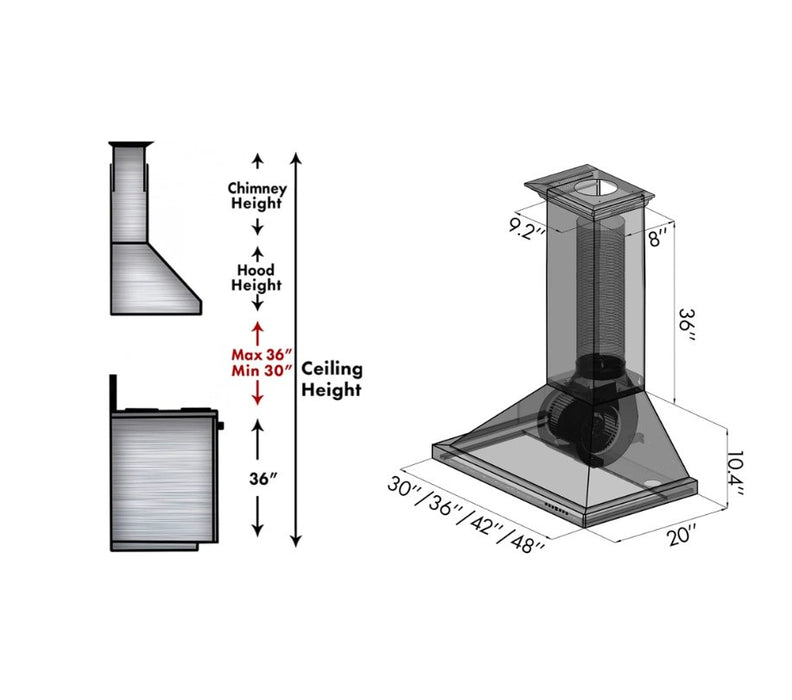 ZLINE 8KBC Designer Series Wall Mount Range Hood - Topture