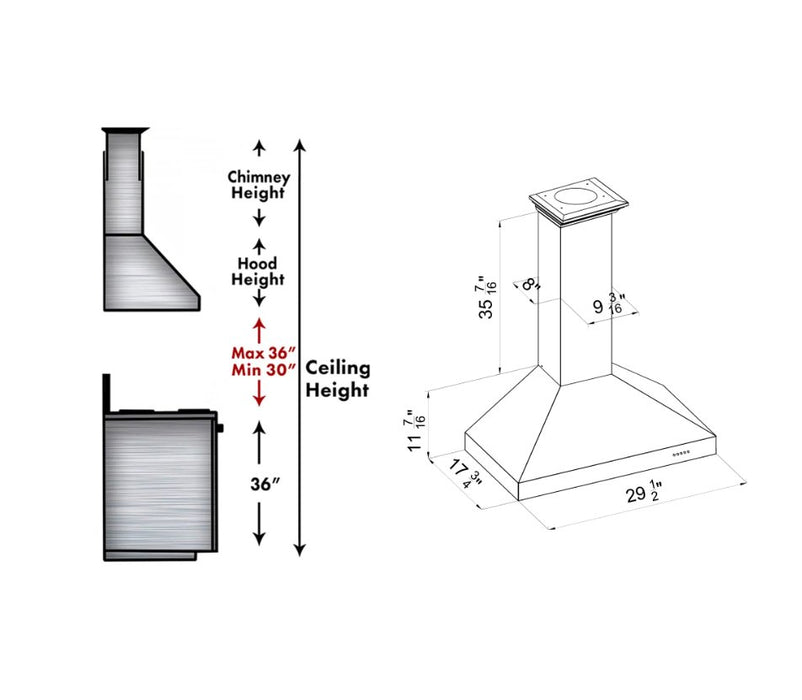 ZLINE 8KL3S Wall Mount Range Hood in Durasnow Stainless Steel - Topture