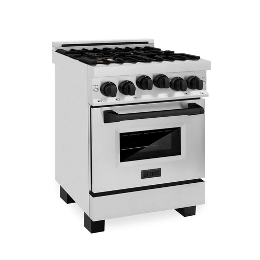 ZLINE Autograph Edition 24" 2.8 cu. ft. Range with Gas Stove and Gas Oven in Stainless Steel with Accents - Topture