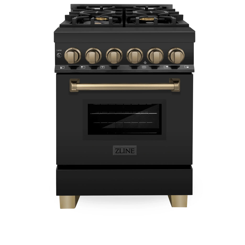 ZLINE Autograph Edition Dual Fuel Range in Black Stainless Steel - Topture