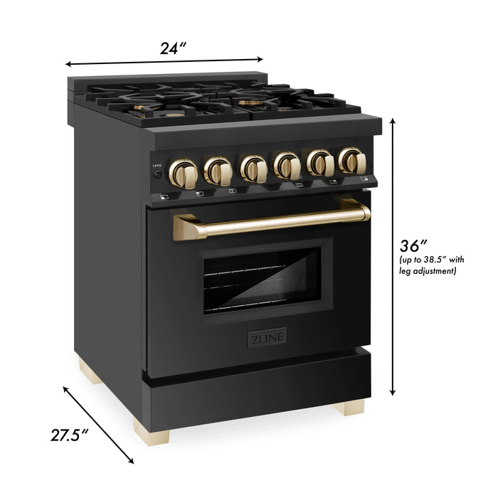 ZLINE Autograph Edition Dual Fuel Range in Black Stainless Steel - Topture