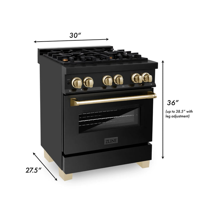 ZLINE Autograph Edition Dual Fuel Range in Black Stainless Steel - Topture