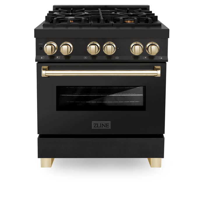 ZLINE Autograph Edition Dual Fuel Range in Black Stainless Steel - Topture