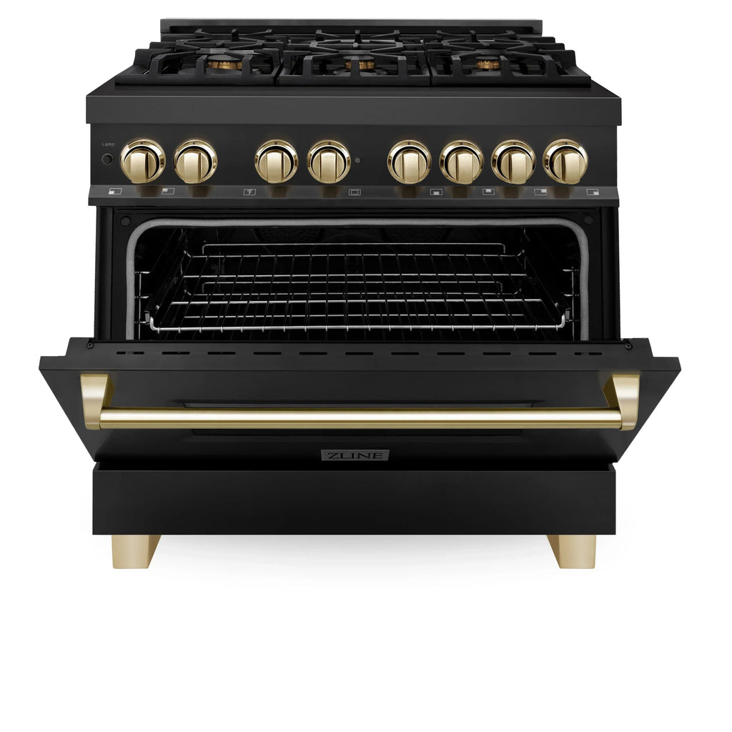 ZLINE Autograph Edition Dual Fuel Range in Black Stainless Steel - Topture