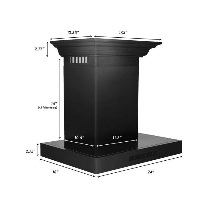 ZLINE BSKE Wall Mount Range Hood in Black Stainless Steel - Topture