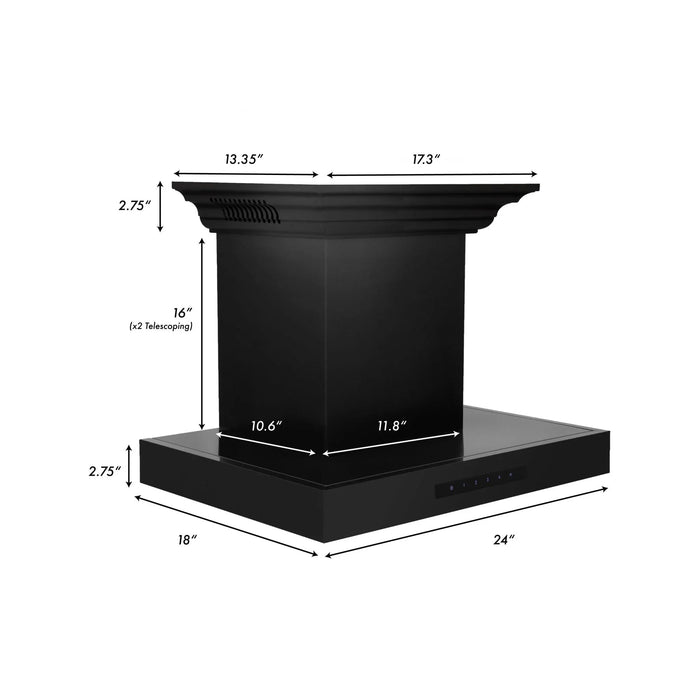 ZLINE BSKE Wall Mount Range Hood in Black Stainless Steel - Topture