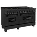 ZLINE Freestanding Range in Black Stainless Steel with Brass Burners (Dual Fuel) (RAB-60) - Topture