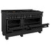 ZLINE Freestanding Range in Black Stainless Steel with Brass Burners (Dual Fuel) (RAB-60) - Topture